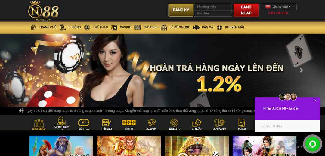 Hệ thống giao diện trang web Nap88 tích hợp tiện lợi